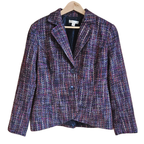 Coldwater Creek Multicolor Tweed Blazer Lined Women's Size 12 - Picture 1 of 10
